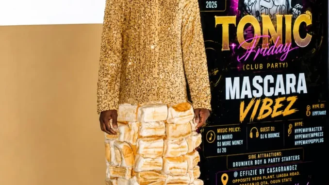 Mascara Vibez Steals the Spotlight in Unique Bread-Inspired Outfit at Effizie Casagrandez Event