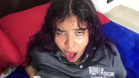 I fuck my stepbrother and he cums on my buttocks