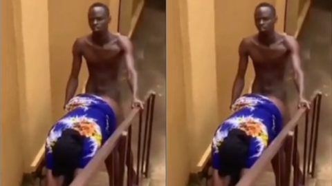 Lovely House Neighbor Fucking Each Other at the Stepcase From Back