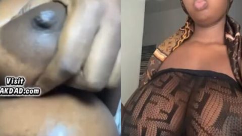 Naughty naija girl with big tit fold her breast on camera