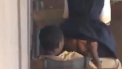 High school students fuck in empty classroom after school